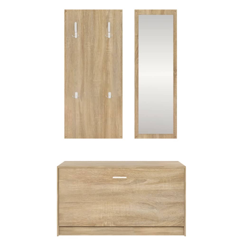 3-in-1 Schuhschrank-Set Sonoma-Eiche Holzwerkstoff