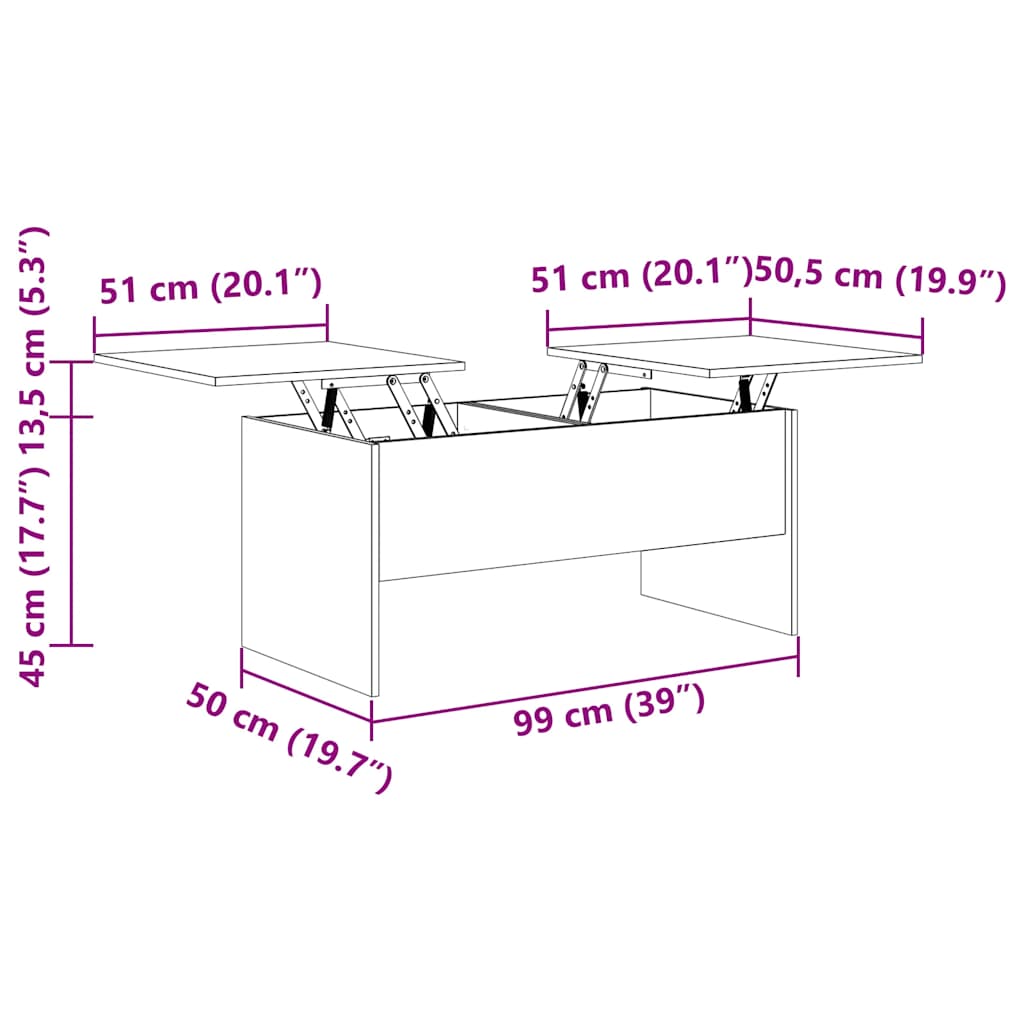 Couchtisch Schwarz 102x50,5x46,5 cm Holzwerkstoff