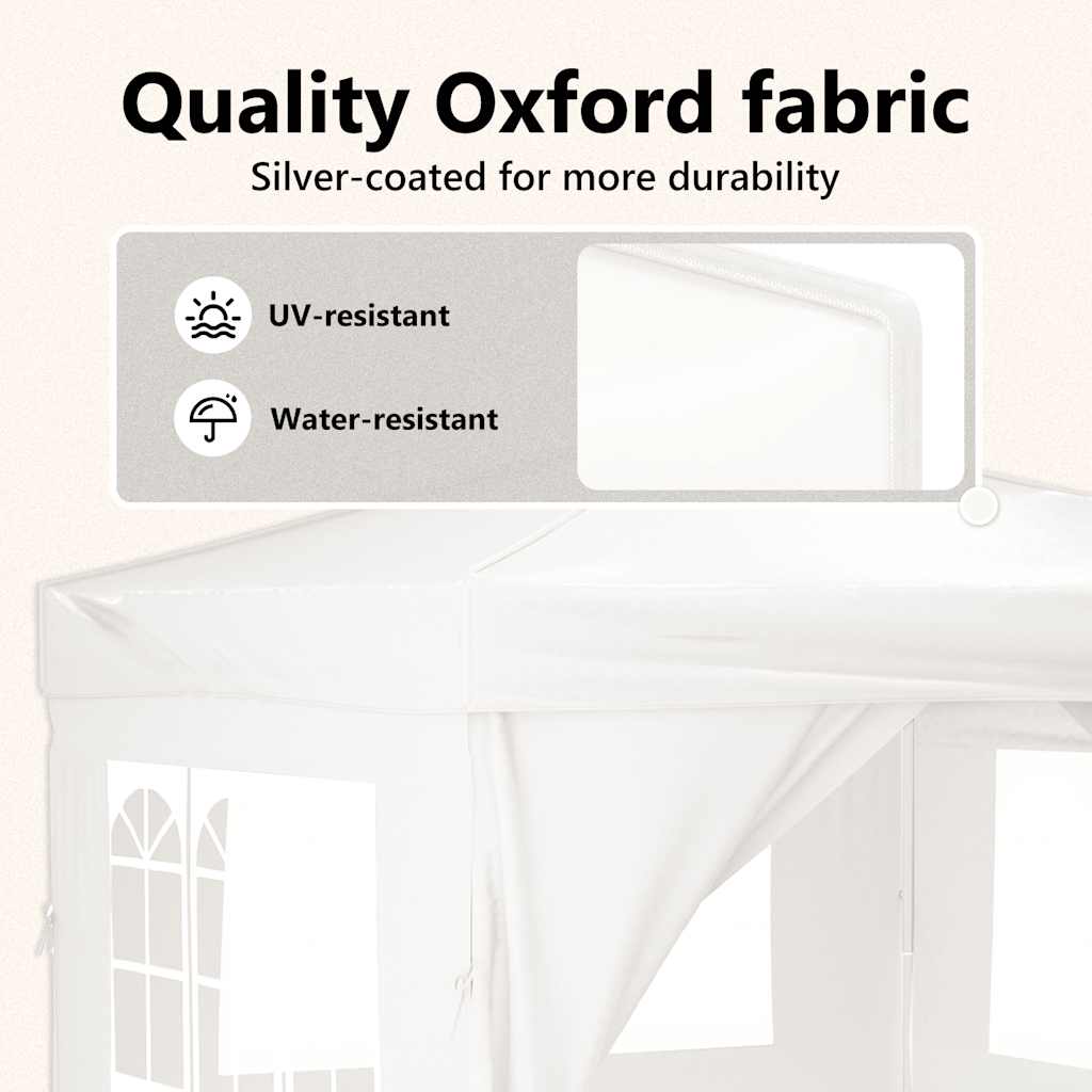 Partyzelt Faltbar mit Seitenwänden Weiß 3x3 m