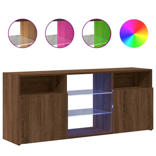 TV-Schrank mit LED-Leuchten Braun Eichen-Optik 120x30x50 cm