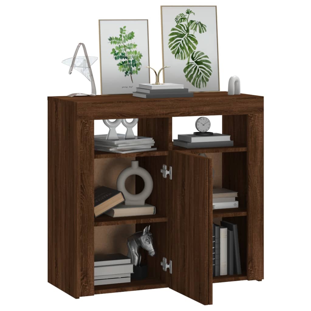 Sideboard mit LED-Beleuchtung Braun Eichen-Optik 80x35x75 cm