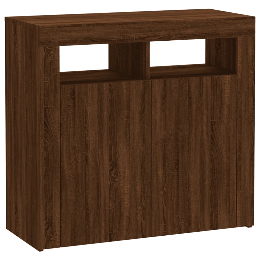 Sideboard mit LED-Beleuchtung Braun Eichen-Optik 80x35x75 cm