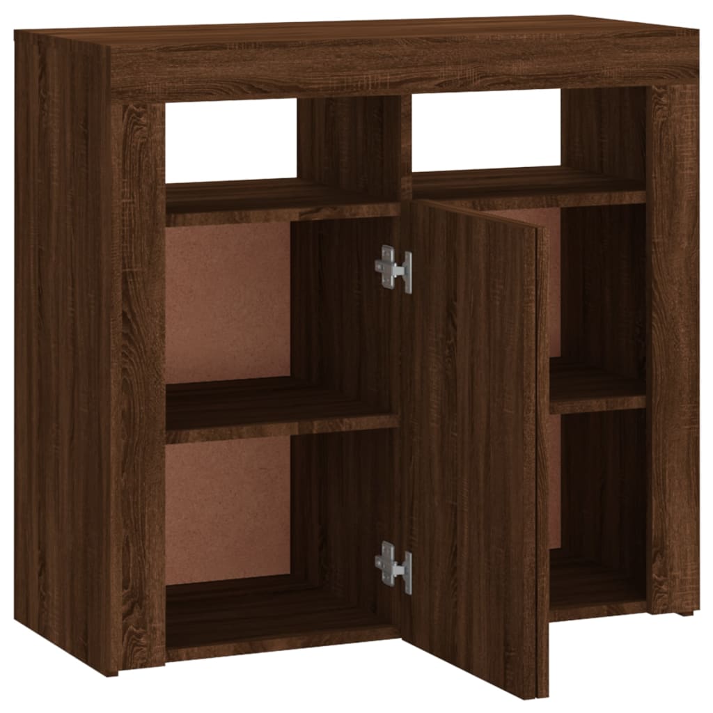 Sideboard mit LED-Beleuchtung Braun Eichen-Optik 80x35x75 cm