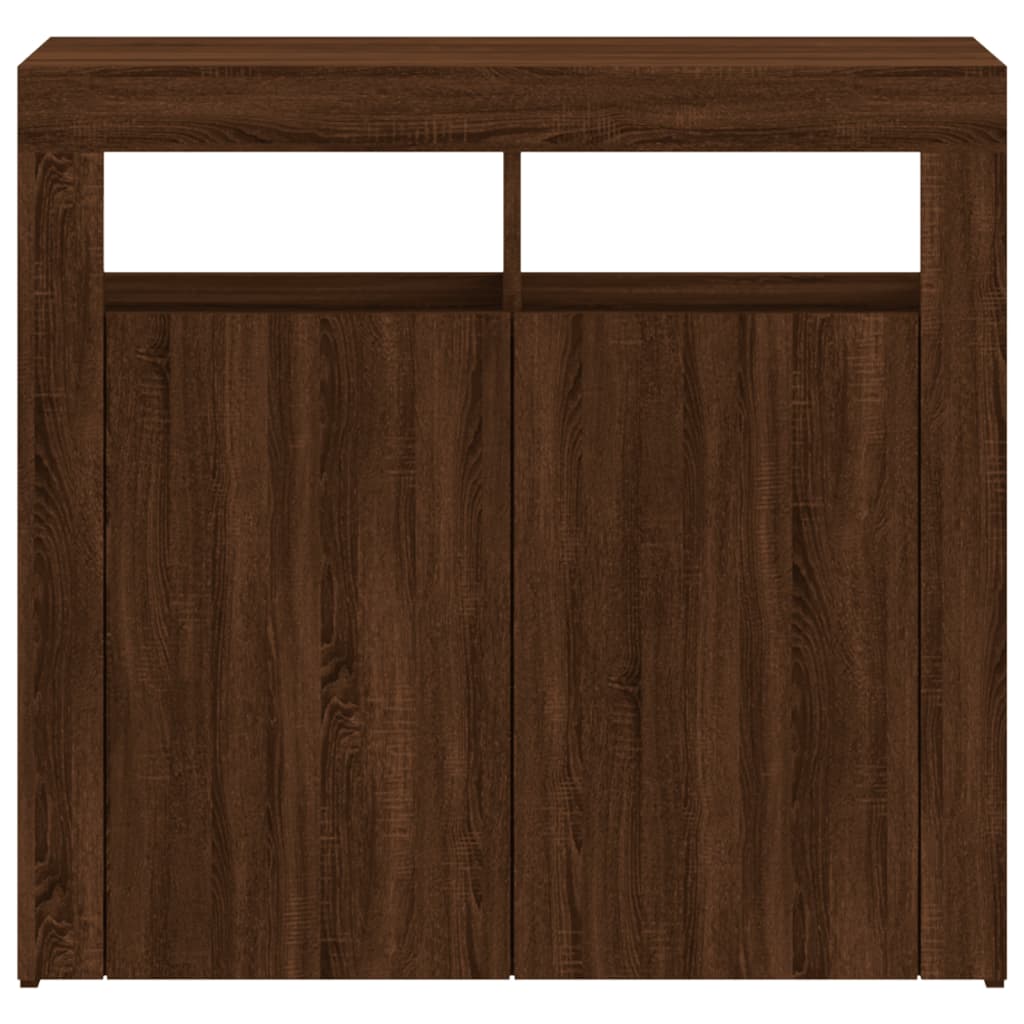 Sideboard mit LED-Beleuchtung Braun Eichen-Optik 80x35x75 cm