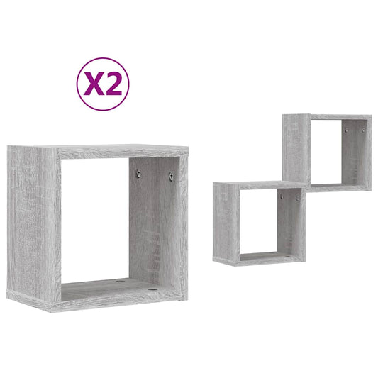 Wandregale 2 pcs Grau 26 x 15 x 26 cm Holzwerkstoff