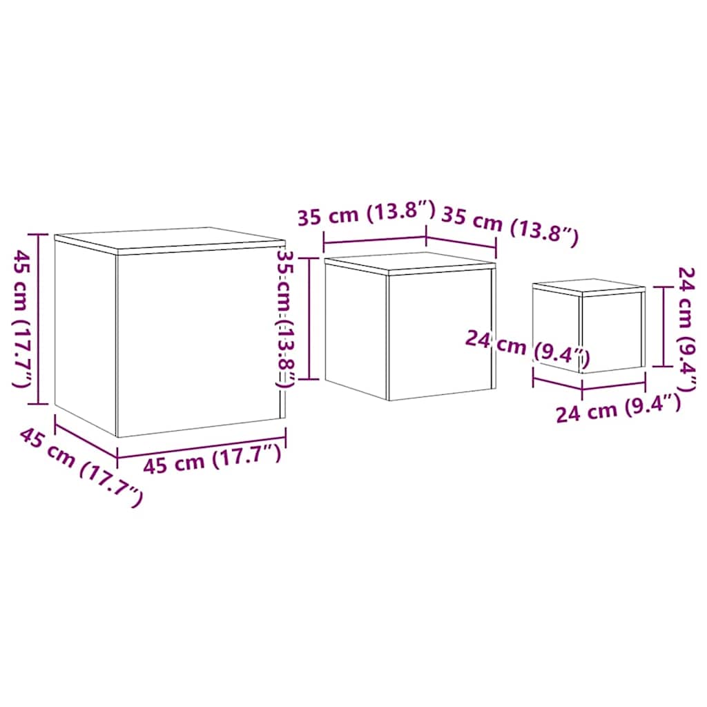 Beistelltische 3 Stk. Räuchereiche Holzwerkstoff
