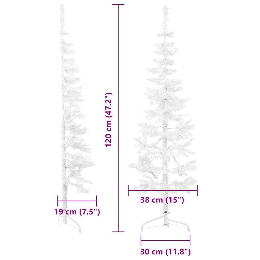 Künstlicher Halb-Weihnachtsbaum mit Ständer Schlank Weiß 120 cm