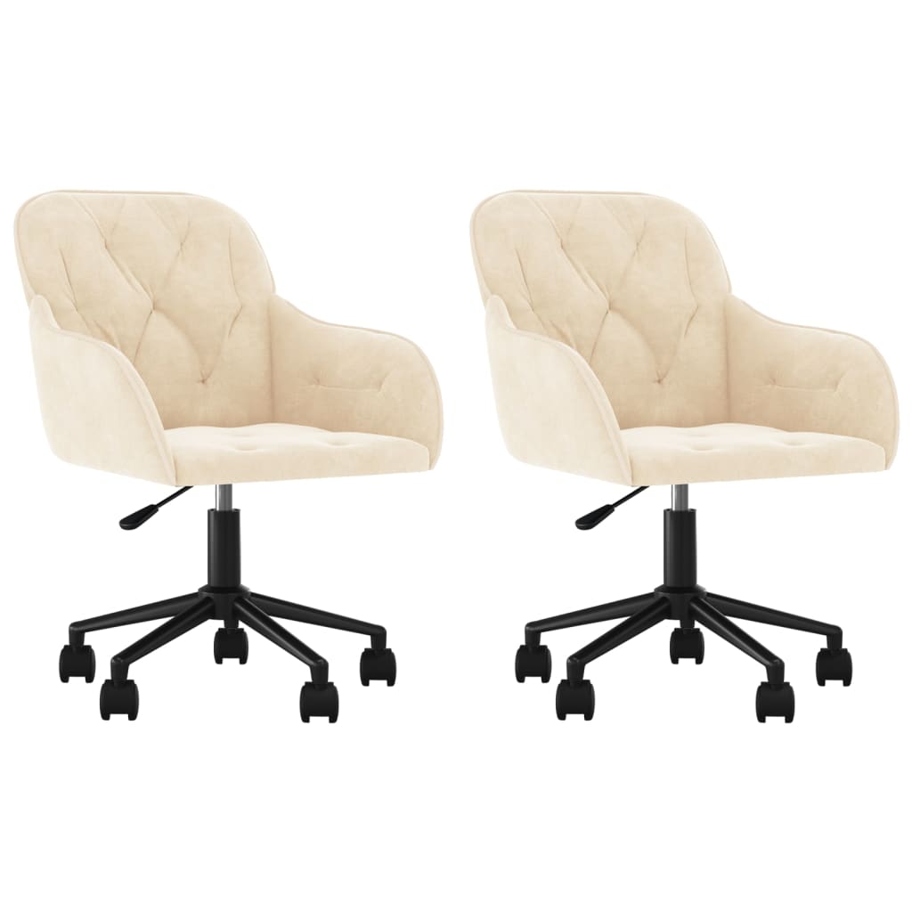 Esszimmerstühle 2 Stk. Drehbar Creme Samt