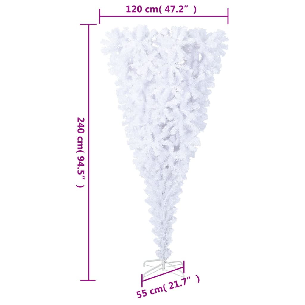 Künstlicher Weihnachtsbaum mit Ständer Umgekehrt Weiß 240 cm
