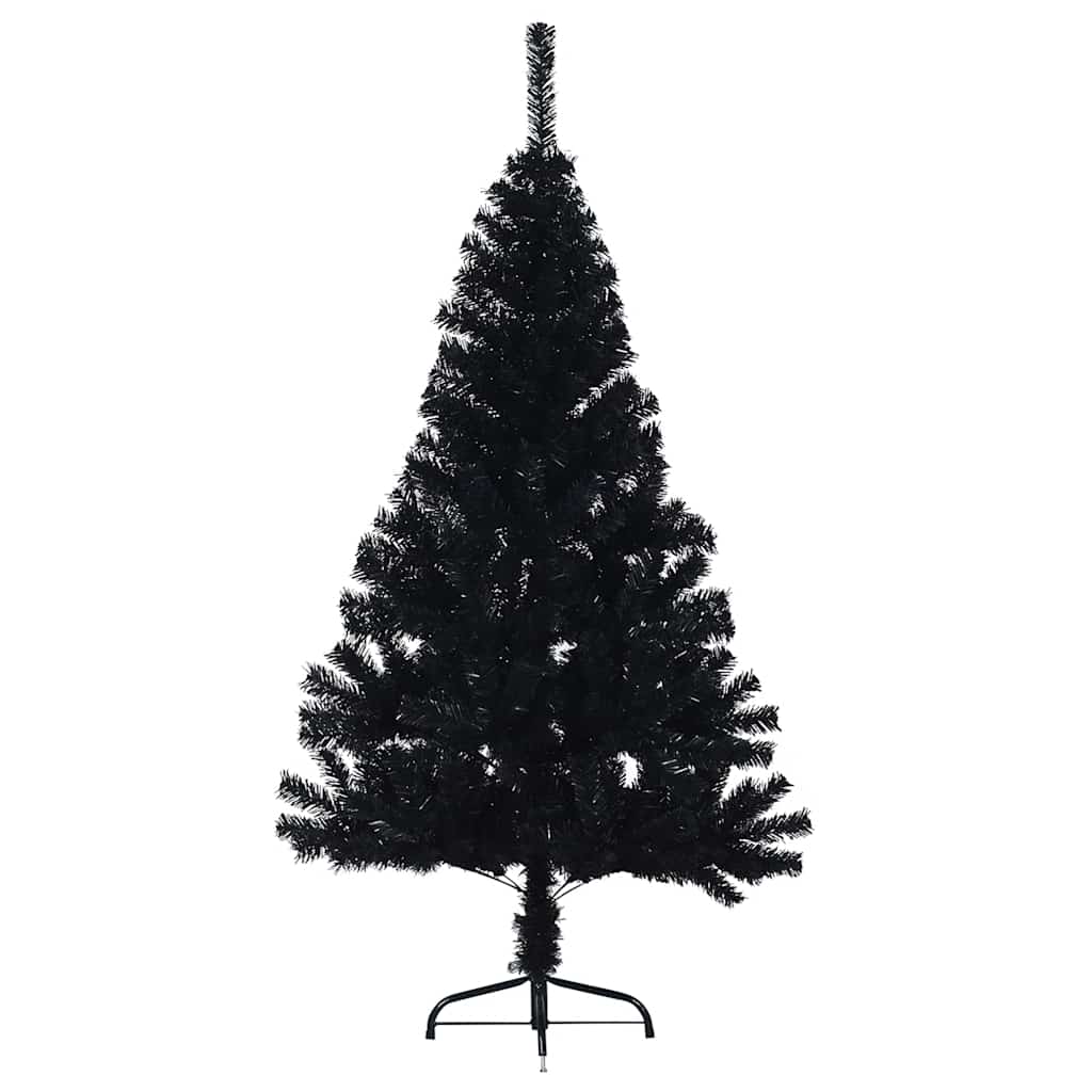 Künstlicher Halb-Weihnachtsbaum mit Ständer Schwarz 150 cm PVC