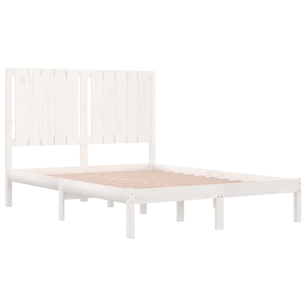Massivholzbett ohne Matratze Weiß 120x200 cm Kiefernholz