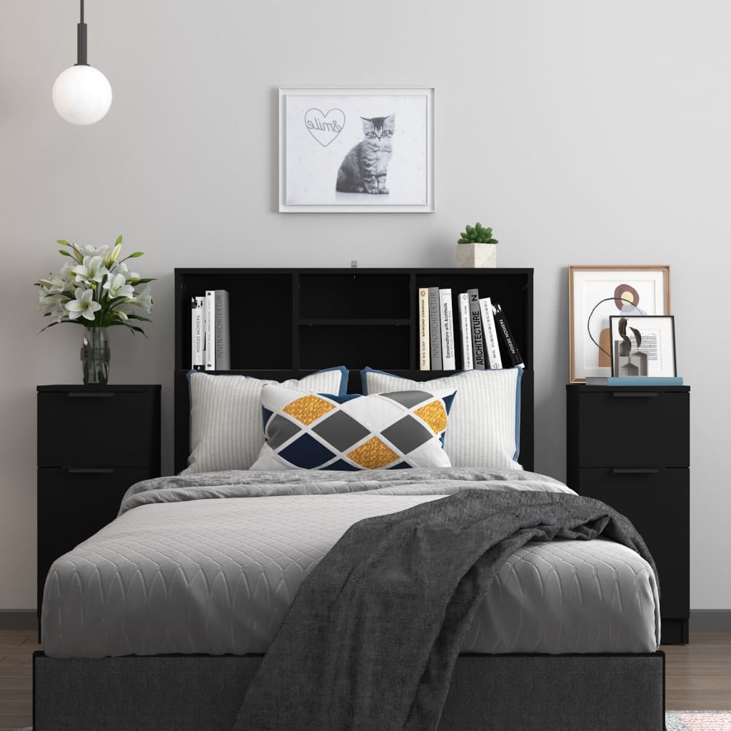 Sideboards 2 Stk. Schwarz 30x30x70 cm Holzwerkstoff