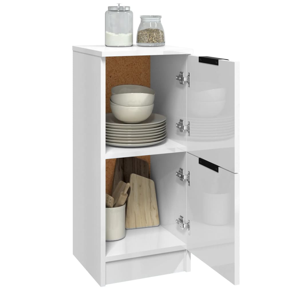 Sideboards 2 Stk. Hochglanz-Weiß 30x30x70 cm Holzwerkstoff