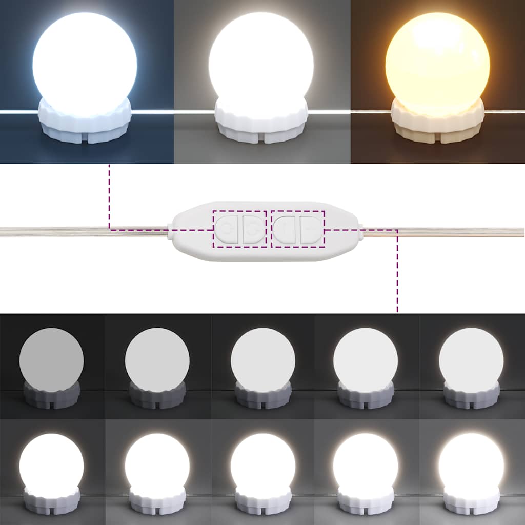 Schminktisch-Set mit LED Weiß Massivholz Kiefer