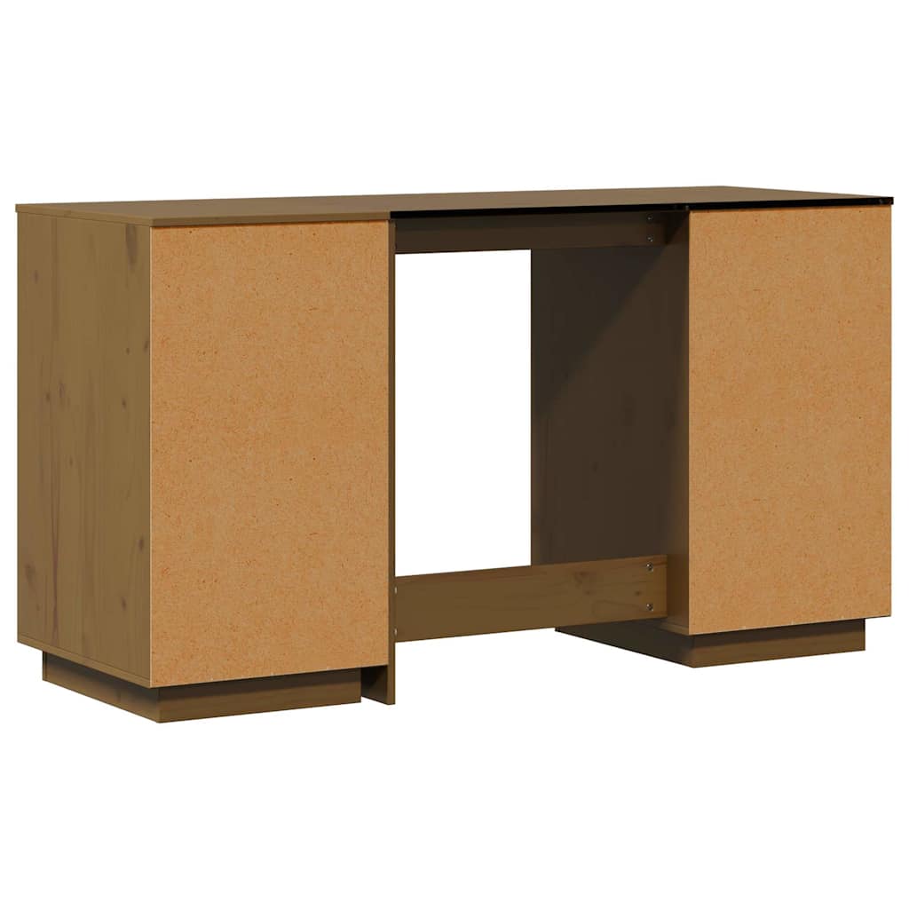 Schreibtisch mit Schränken Honigbraun 135x50x75 cm Massivholz
