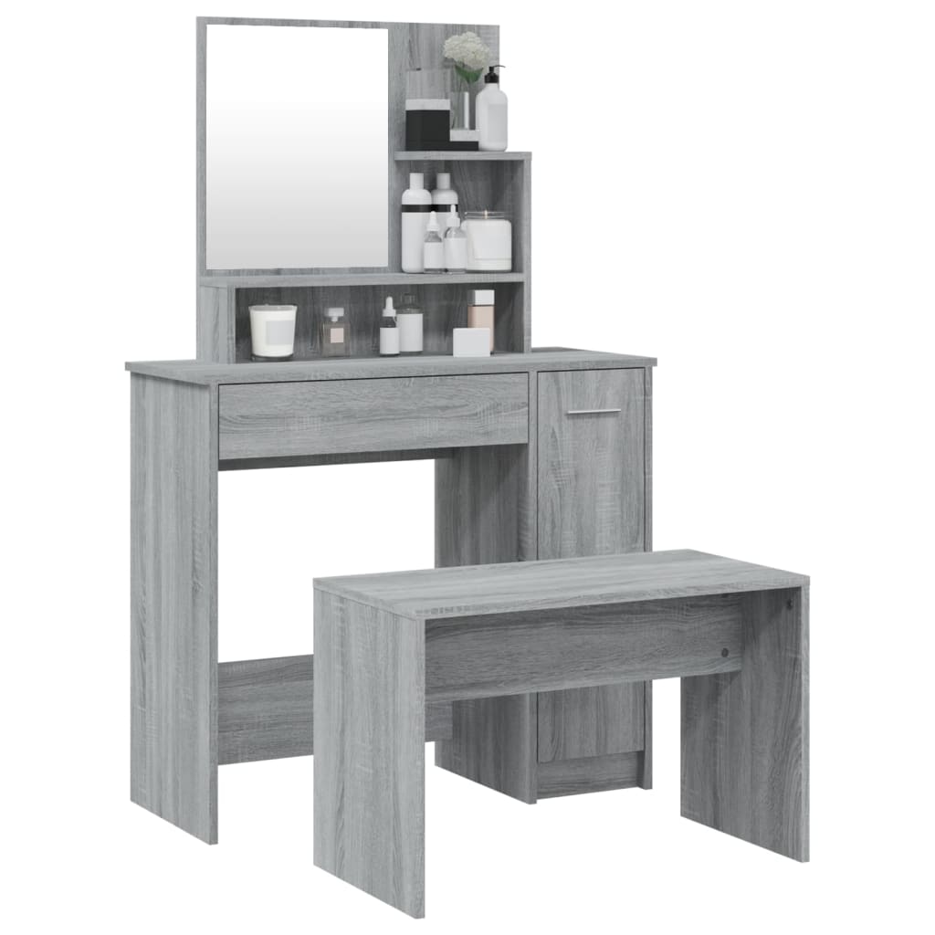 Schminktisch-Set Grau Sonoma 86,5x35x136 cm