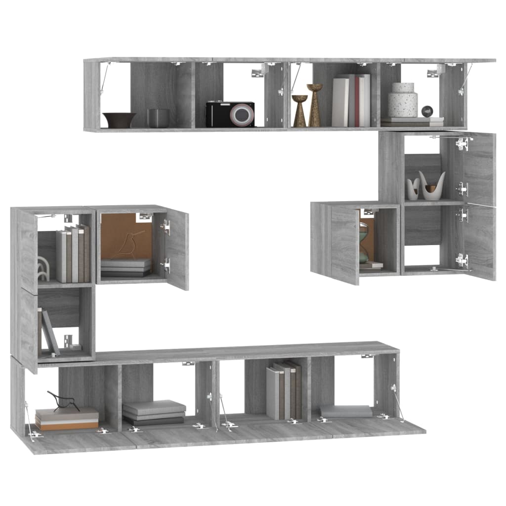 TV-Wandschrank Grau Sonoma Holzwerkstoff