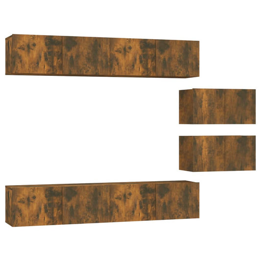 6-tlg. TV-Schrank-Set Räuchereiche Holzwerkstoff