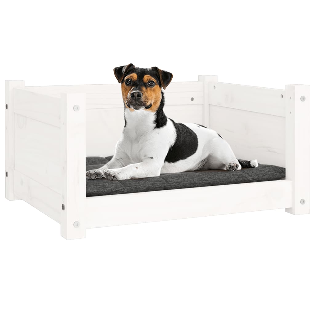 Hundebett Weiß 55,5 x 45,5 x 28 cm Massivholz Kiefer