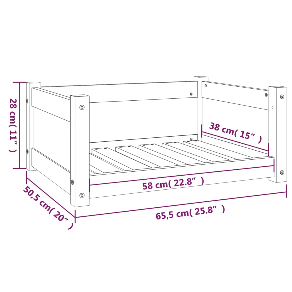 Hundebett 65,5 x 50,5 x 28 cm Massivholz Kiefer