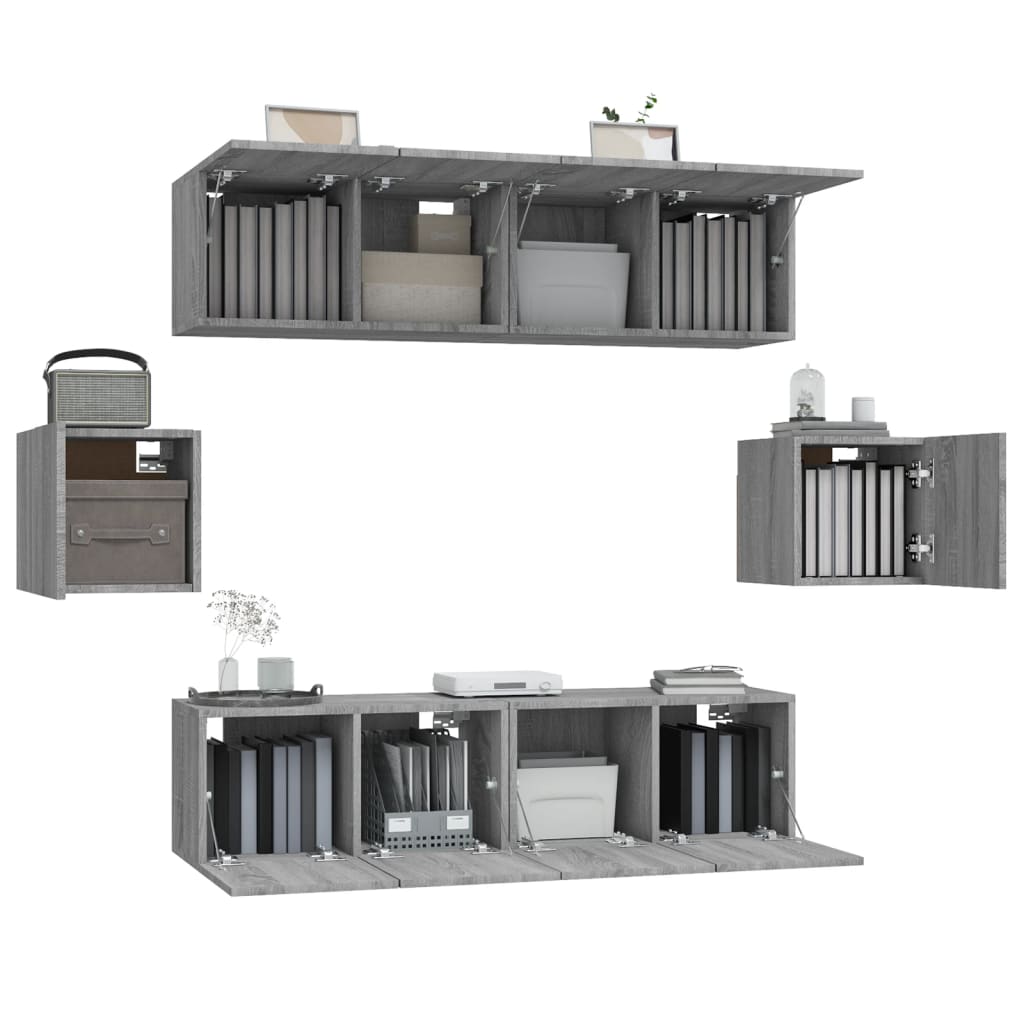 6-tlg. TV-Schrank-Set Grau Sonoma Holzwerkstoff