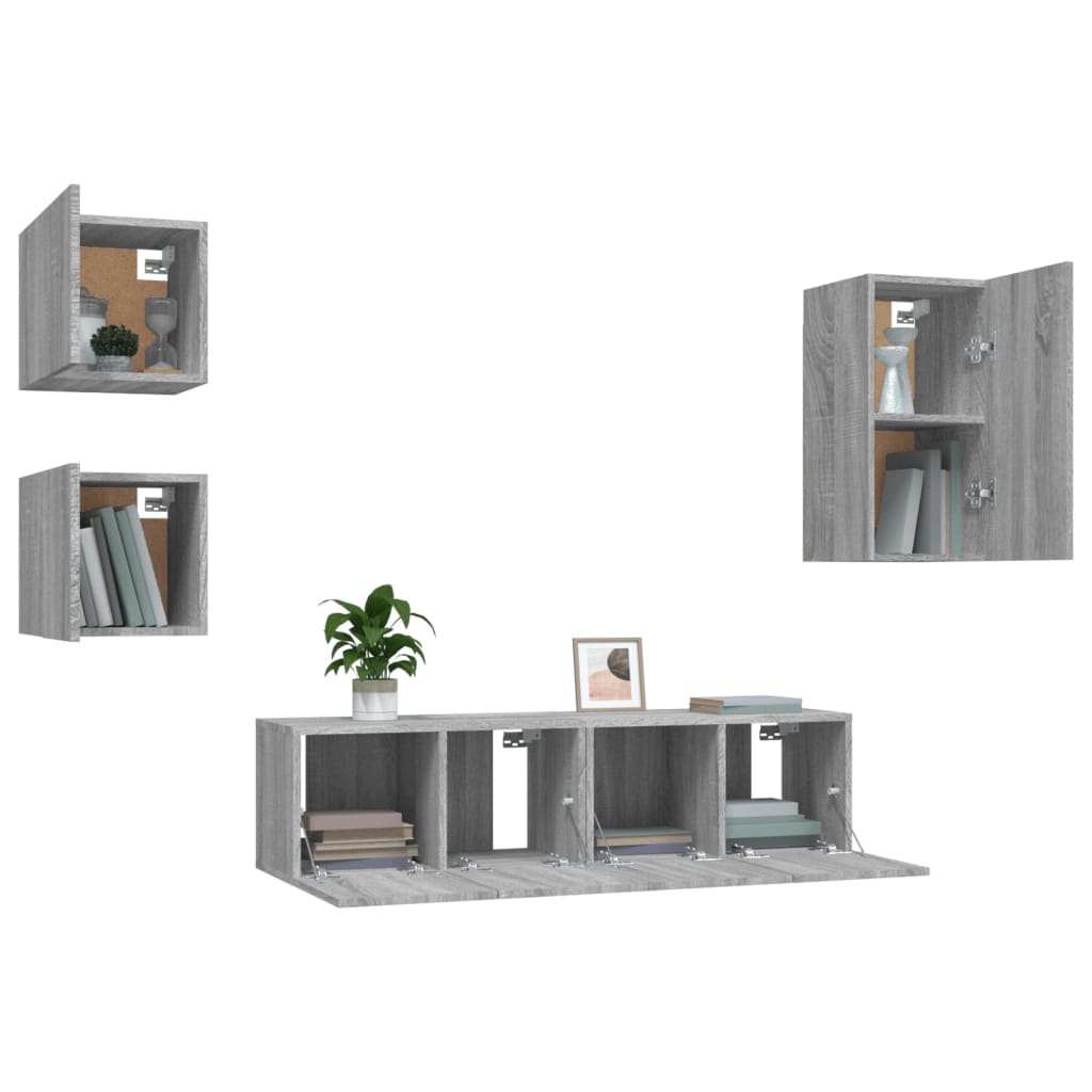 5-tlg. TV-Schrank-Set Grau Sonoma Holzwerkstoff