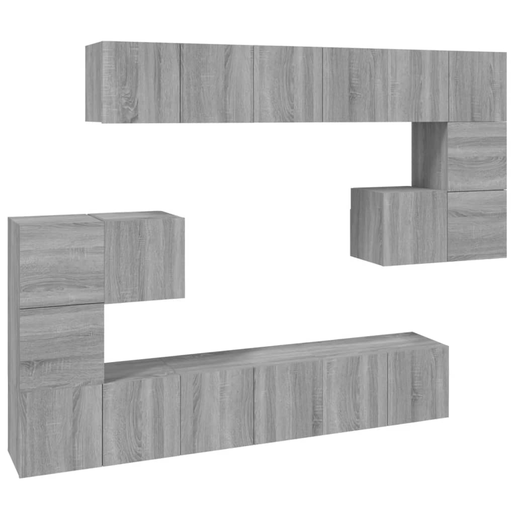 10-tlg. TV-Schrank-Set Grau Sonoma Holzwerkstoff