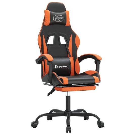 Gaming-Stuhl mit Fußstütze Drehbar Schwarz & Orange Kunstleder