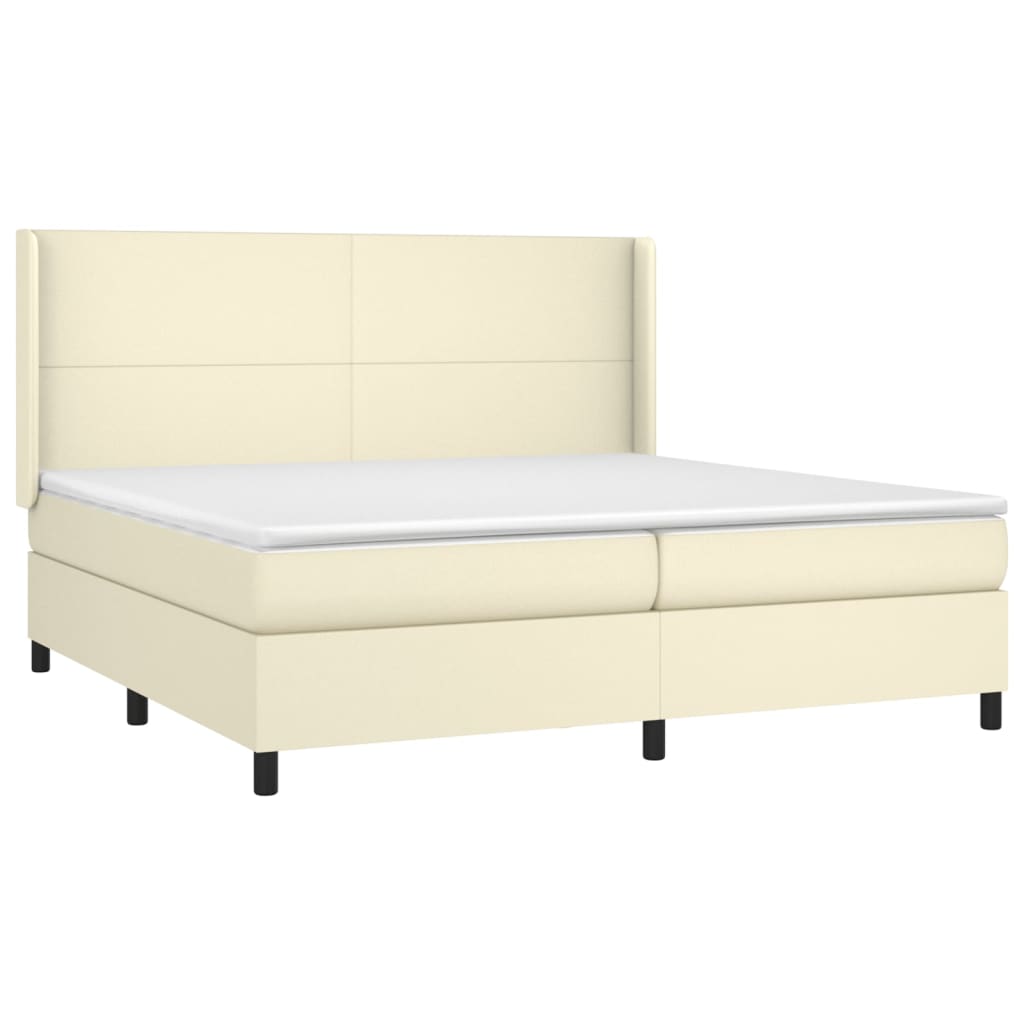 Boxspringbett mit Matratze & LED Creme 200x200 cm Kunstleder