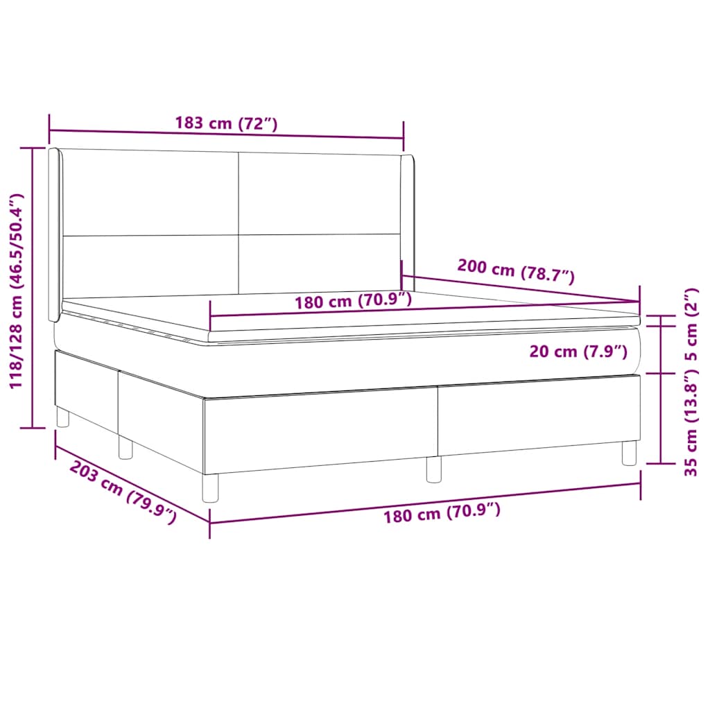 Boxspringbett mit Matratze & LED Dunkelgrün 180x200 cm Samt