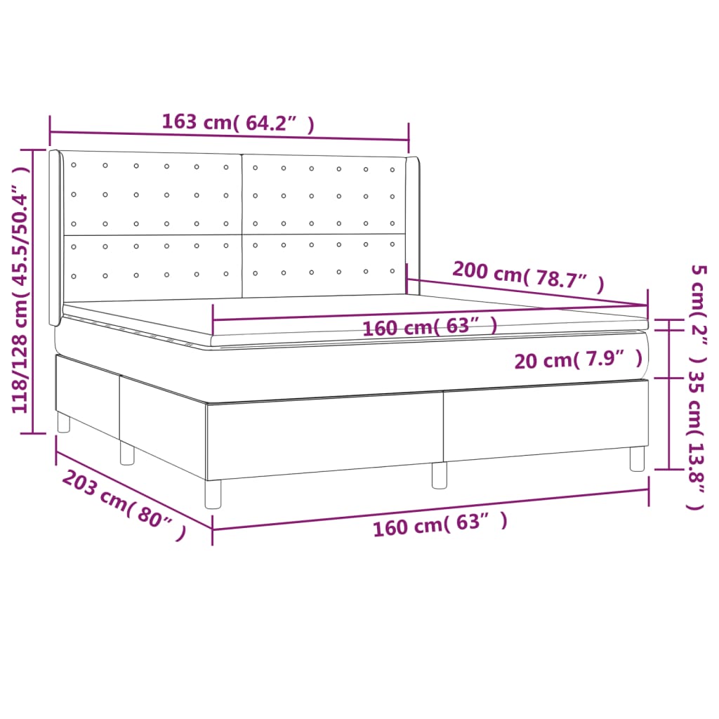 Boxspringbett mit Matratze & LED Dunkelgrün 160x200 cm Samt