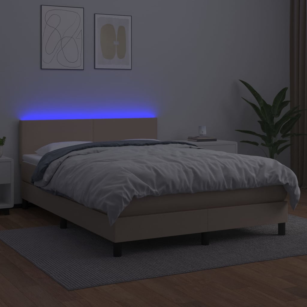 Boxspringbett mit Matratze & LED Cappuccino-Braun 140x200cm