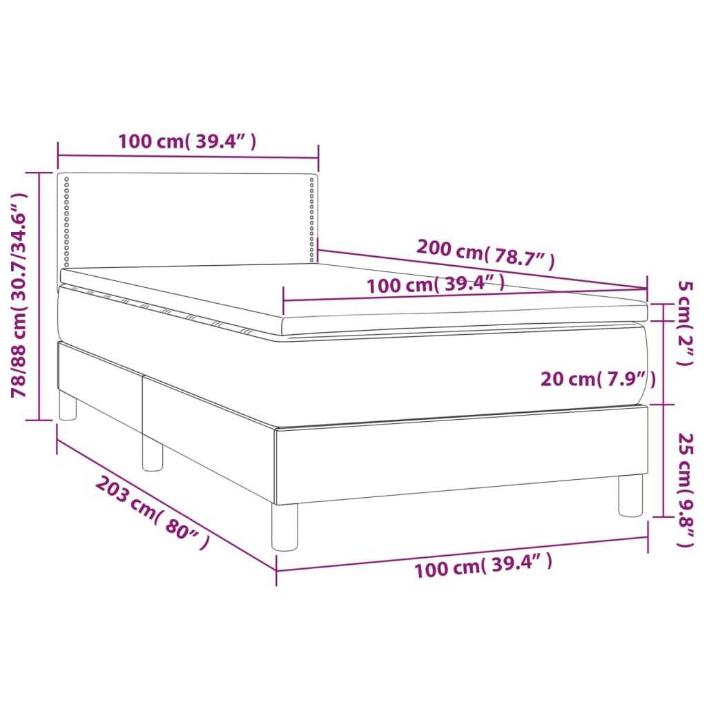 Boxspringbett mit Matratze & LED Dunkelgrün 100x200 cm Samt