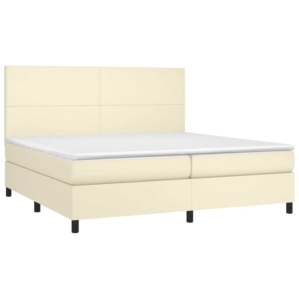 Boxspringbett mit Matratze & LED Creme 200x200 cm Kunstleder