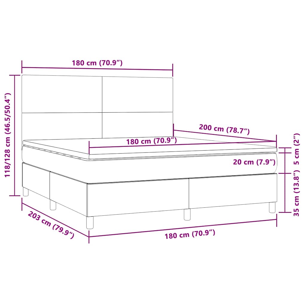 Boxspringbett mit Matratze & LED Dunkelgrün 180x200 cm Samt