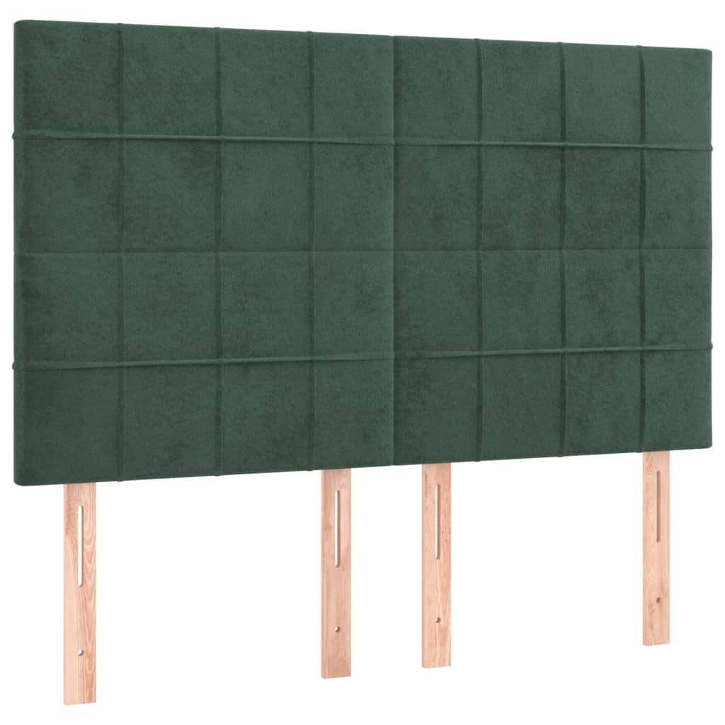 Boxspringbett mit Matratze & LED Dunkelgrün 140x200 cm Samt