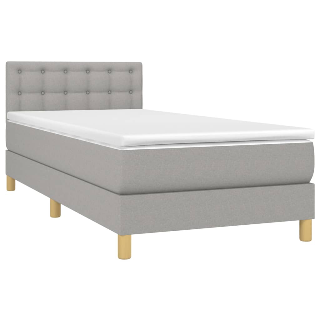 Boxspringbett mit Matratze Hellgrau 100x200 cm Stoff