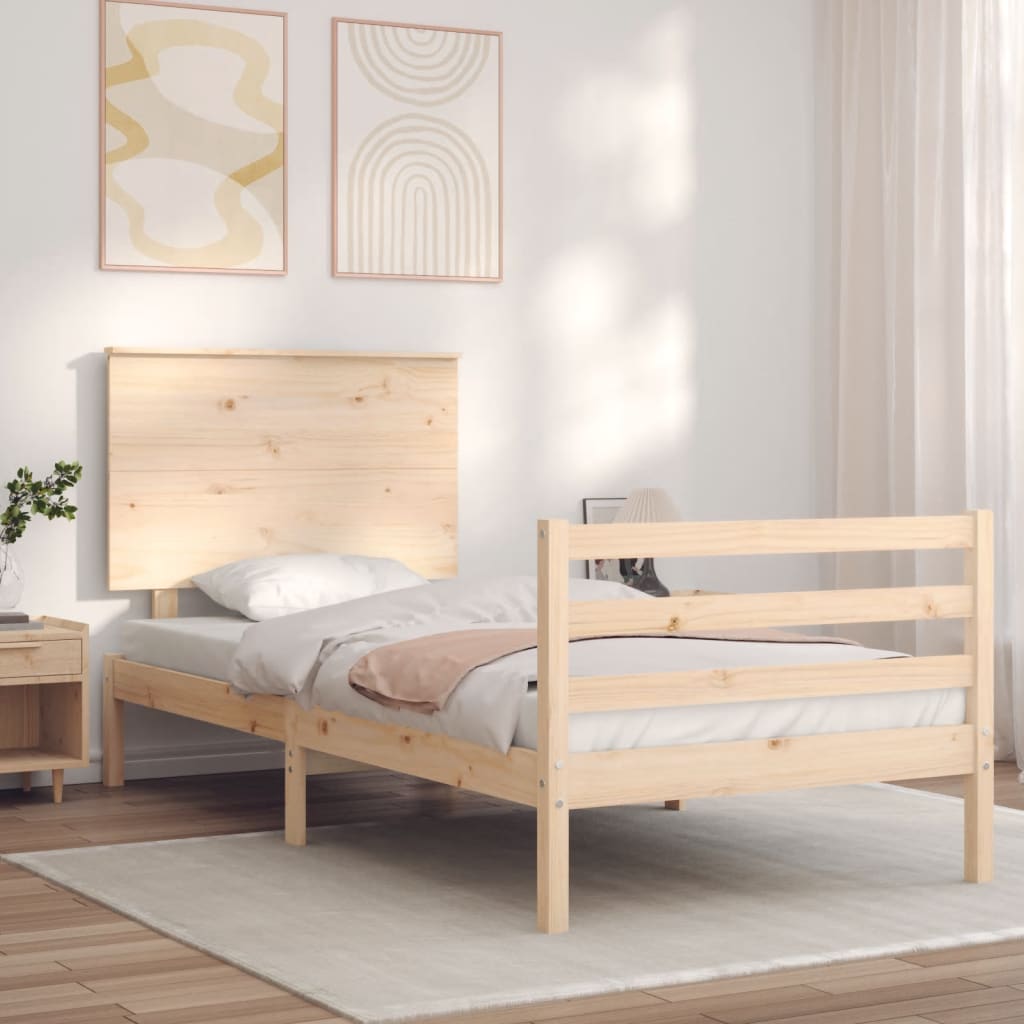 Massivholzbett mit Kopfteil 100x200 cm
