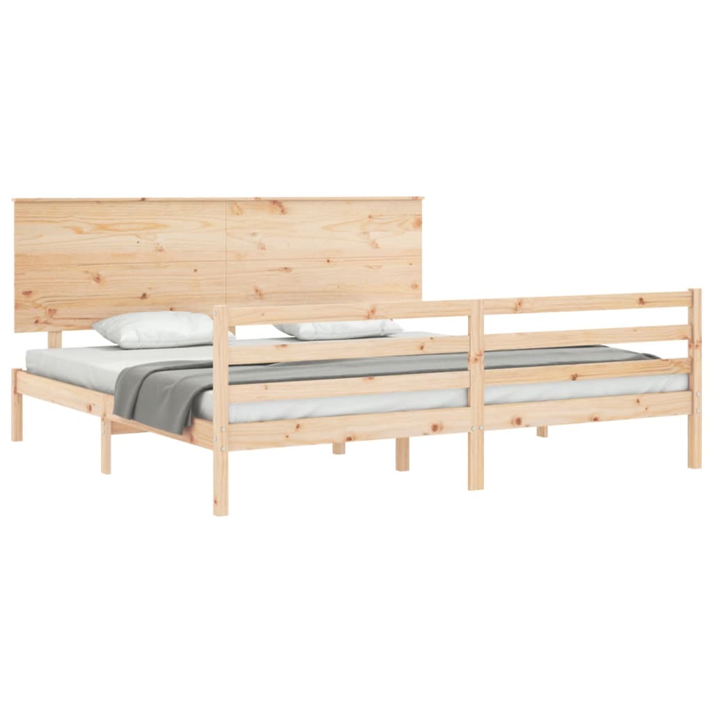 Massivholzbett mit Kopfteil 200x200 cm