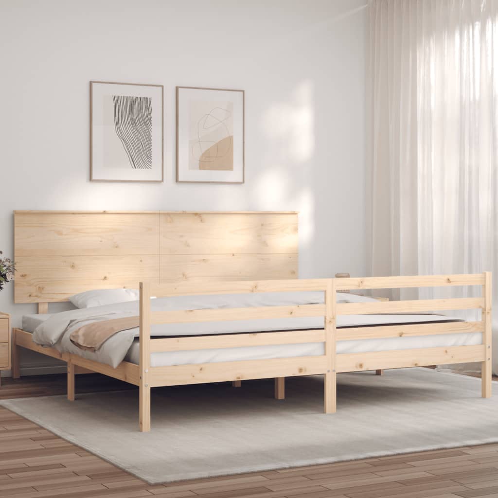 Massivholzbett mit Kopfteil 200x200 cm