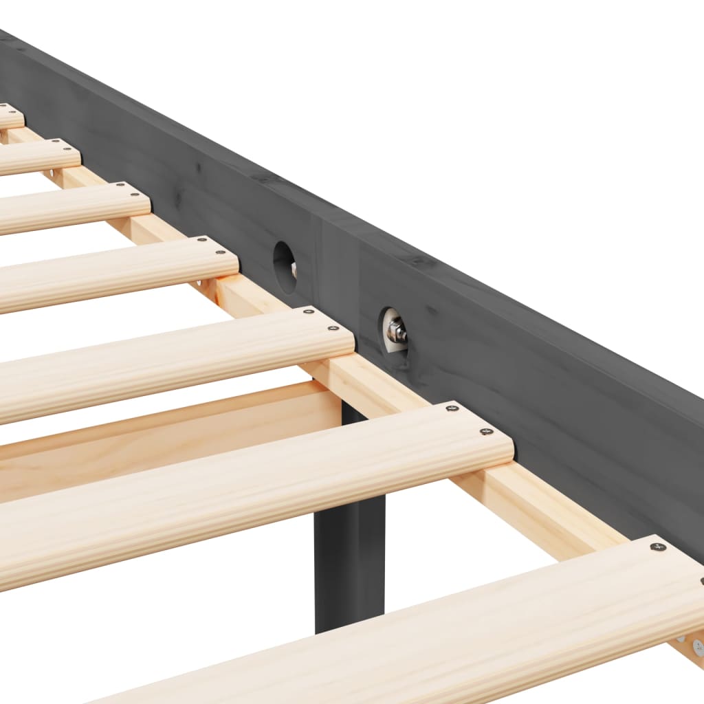 Seniorenbett mit Kopfteil Grau Kingsize Massivholz