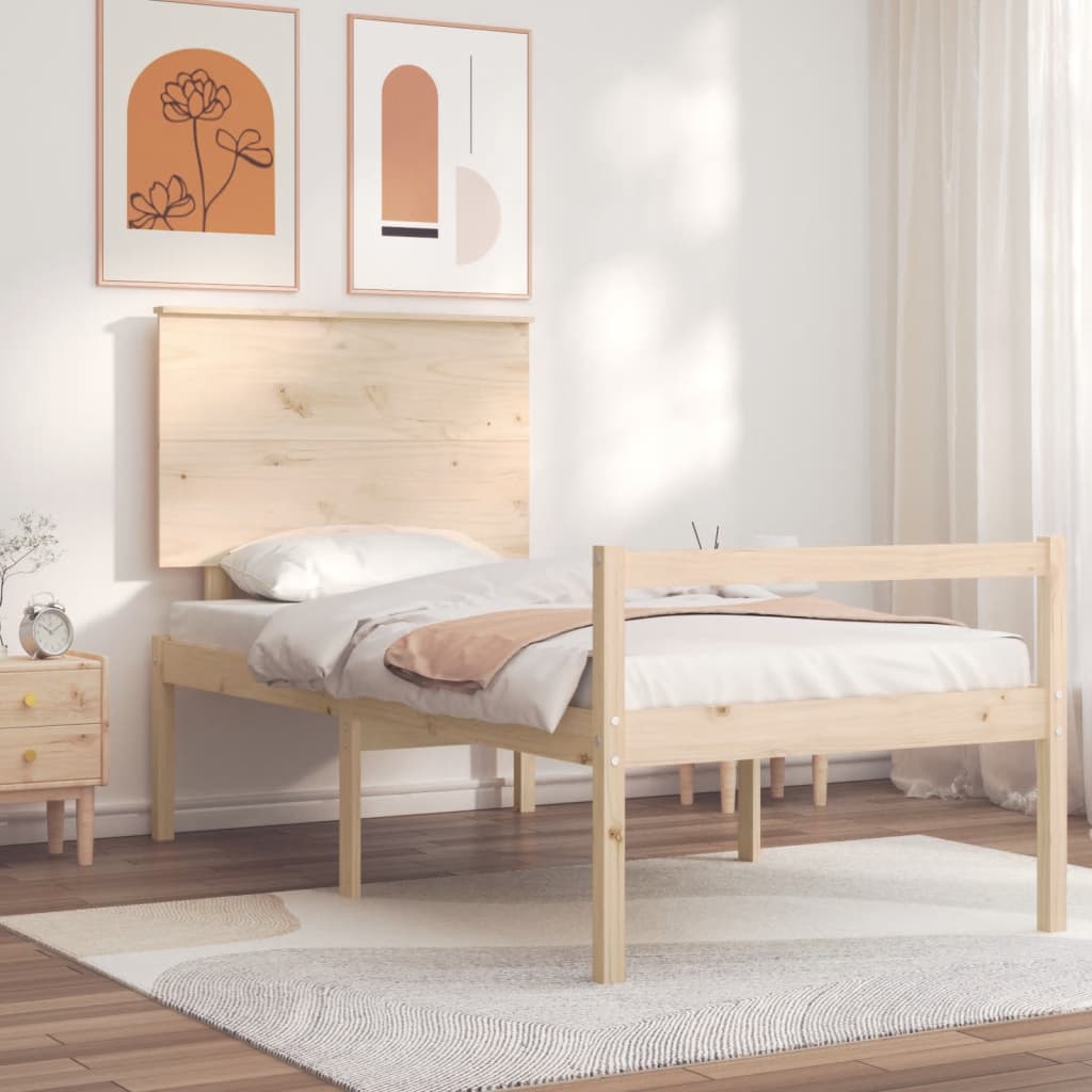 Seniorenbett mit Kopfteil 100x200 cm Massivholz