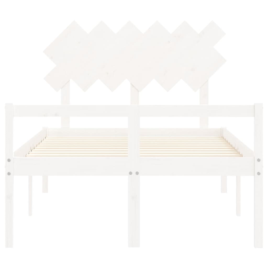 Seniorenbett mit Kopfteil Weiß Massivholz