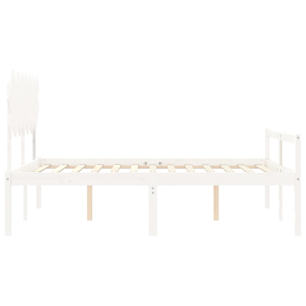 Seniorenbett mit Kopfteil Weiß Kingsize Massivholz