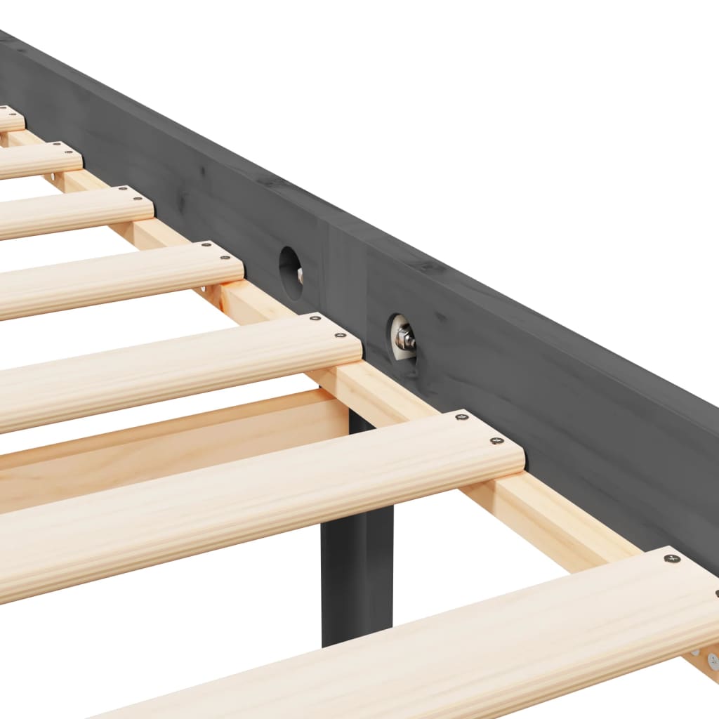 Seniorenbett mit Kopfteil Grau Kingsize Massivholz