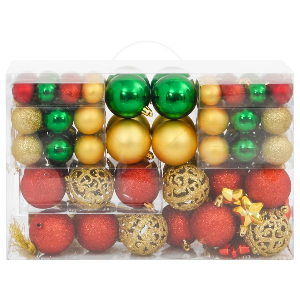 112-tlg. Weihnachtskugel-Set Rot Grün Golden Polystyrol