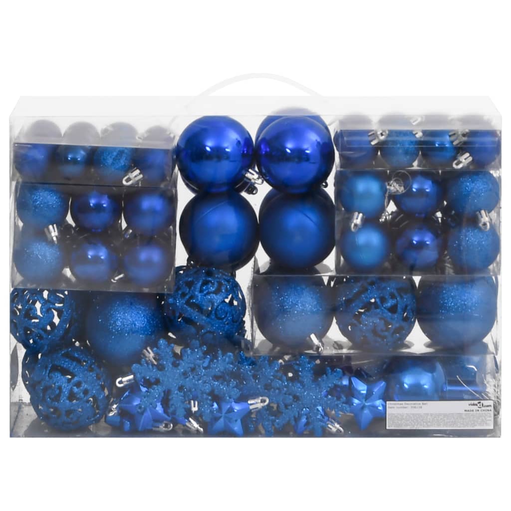 111-tlg. Weihnachtskugel-Set Blau Polystyrol
