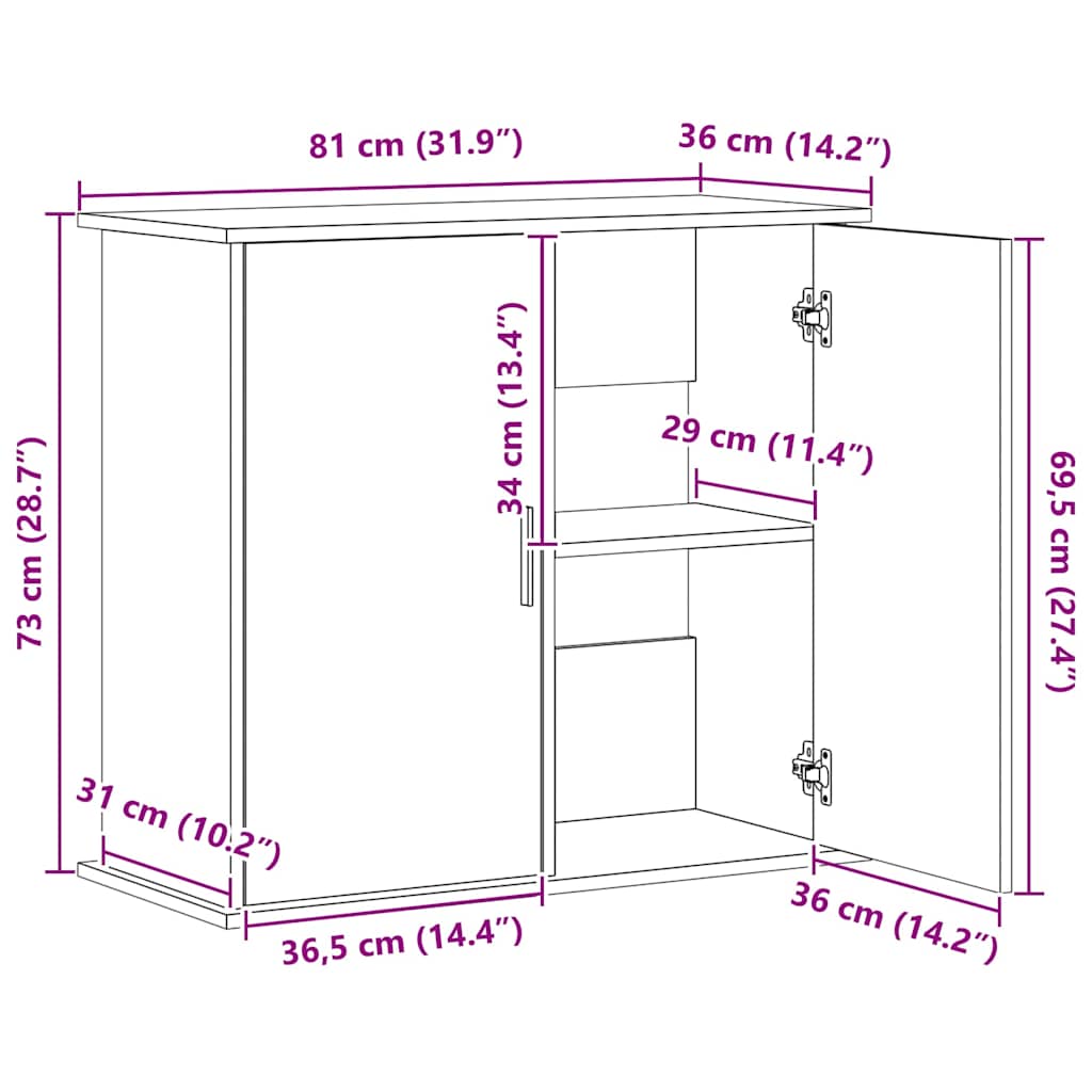 Aquariumständer Braun Eichen-Optik 81x36x73 cm Holzwerkstoff
