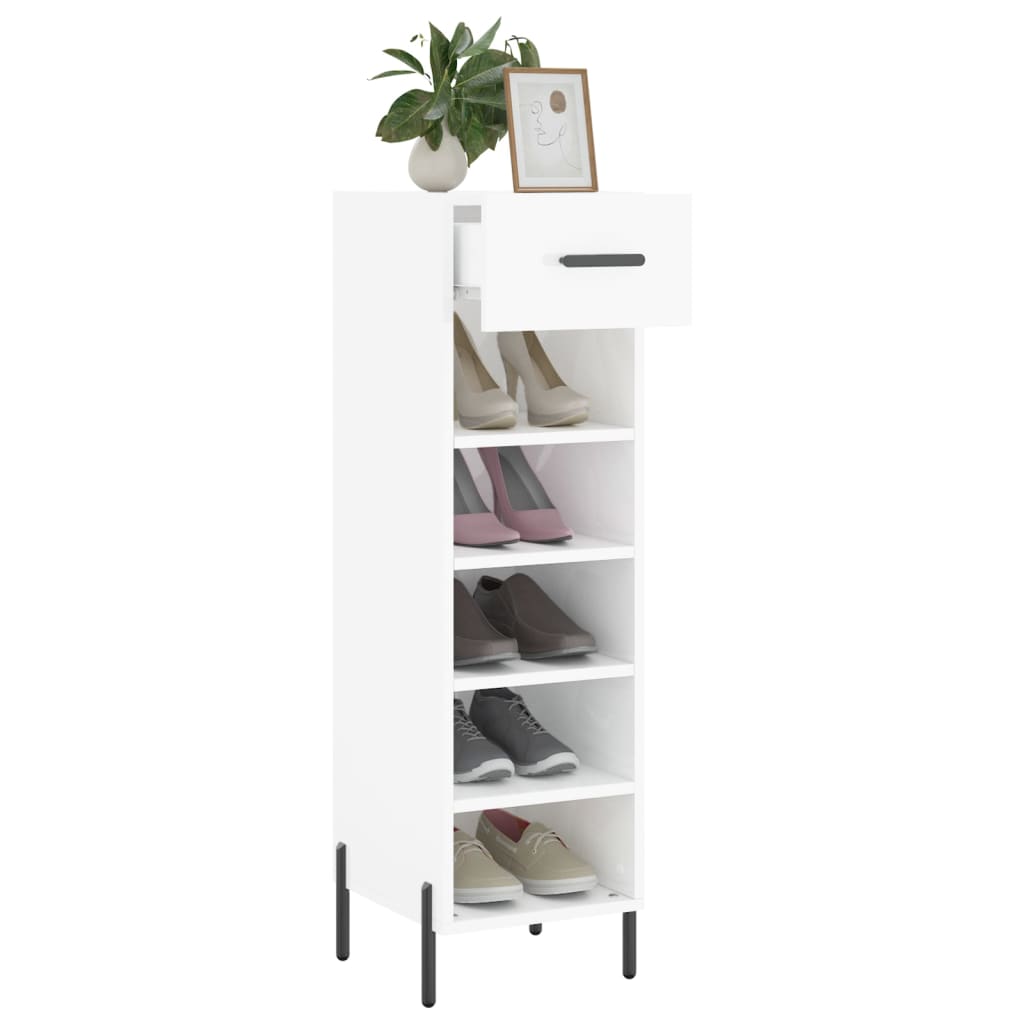 Schuhschrank Hochglanz-Weiß 30x35x105 cm Holzwerkstoff