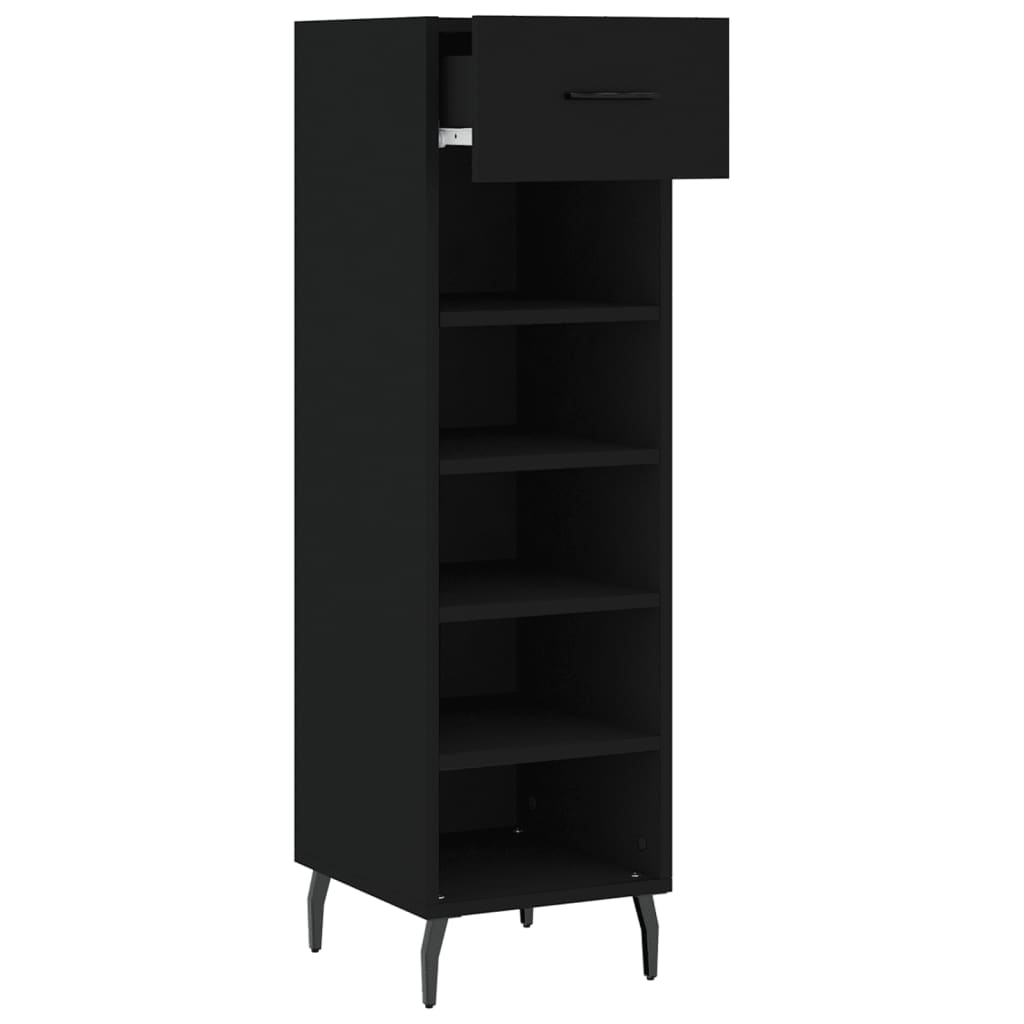 Schuhschrank Schwarz 30x35x105 cm Holzwerkstoff
